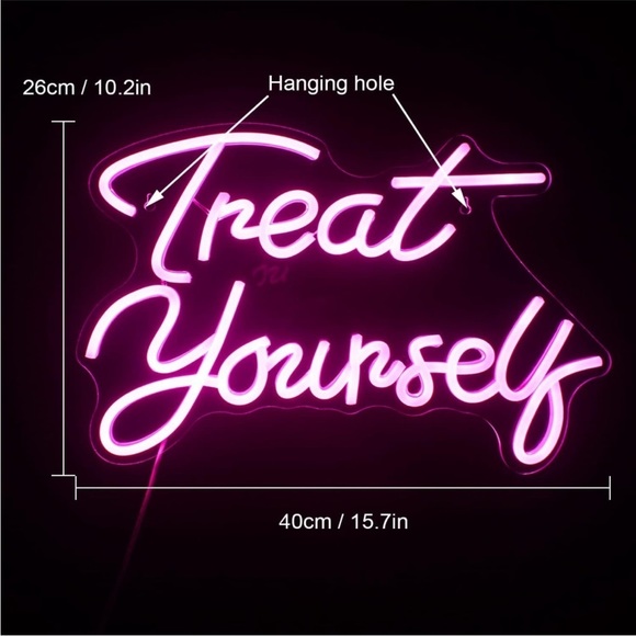 Treat Yourself Pink Neon Light LED Display Bedroom Diva Princess Teenager Decor - Picture 5 of 7
